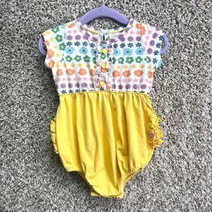 Ruffle Butts Romper Baby 6-12M Floral Print One Piece Bubble One Piece